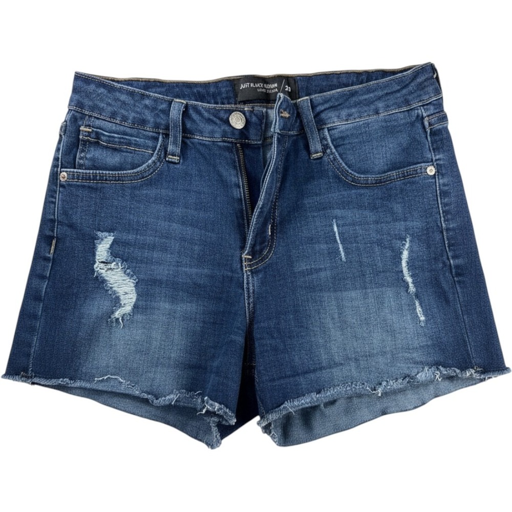 Just Black Denim Shorts Womens 26 Blue Excellent Distressed Raw Hem Made in USA - Picture 2 of 6